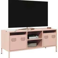 New vidaXL Tv-bänk 101,5x39x43,5 cm kallvalsat stål Rosa