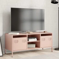 New vidaXL Tv-bänk 101,5x39x43,5 cm kallvalsat stål Rosa