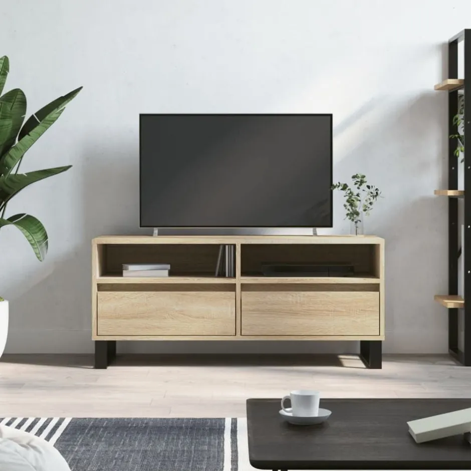 Discount vidaXL Tv-bänk sonoma-ek 100x34,5x44,5 cm konstruerat trä Sonoma ek