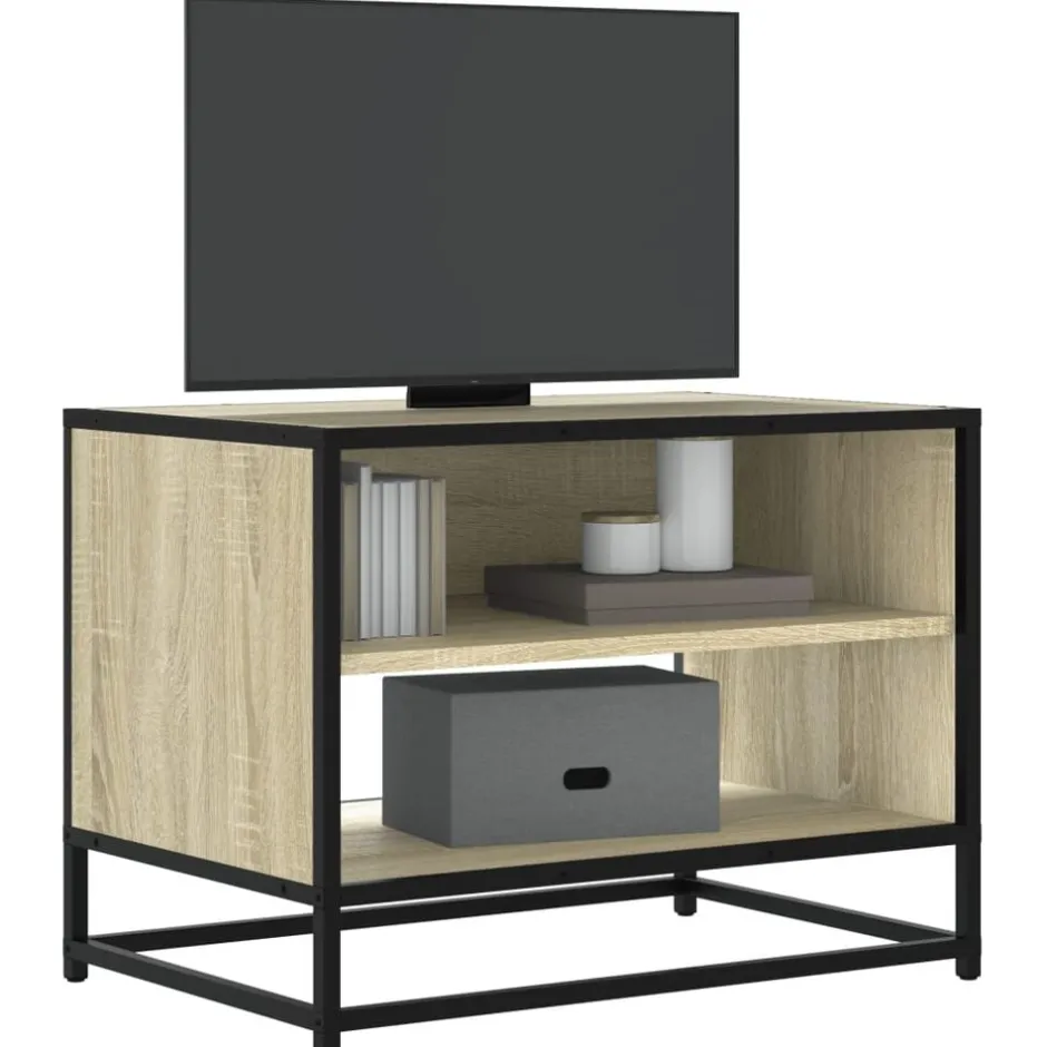 Outlet vidaXL Tv-bänk sonoma-ek 61x40x46 cm konstruerat trä och metall Sonoma ek