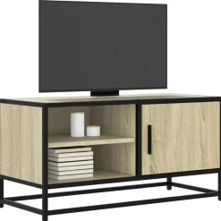 Discount vidaXL Tv-bänk sonoma-ek 80x34,5x40 cm konstruerat trä och metall Sonoma ek