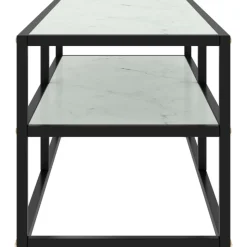 vidaXL Tv-bänk svart med vit marmor glas 100x40x40 cm
