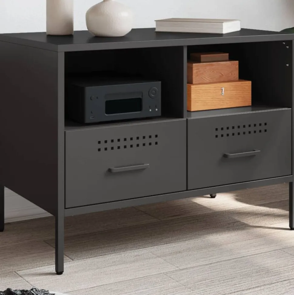 vidaXL Tv-bänk svart 68x39x50,5 cm stål