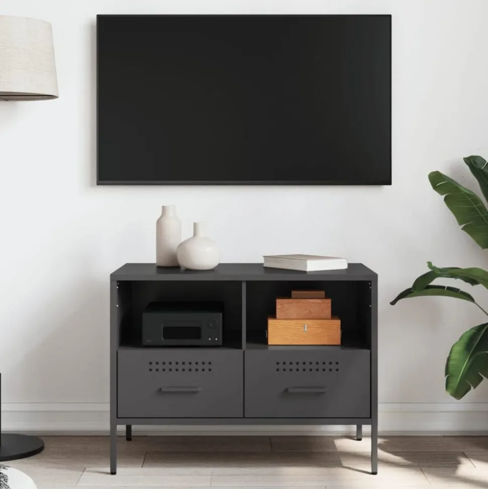 vidaXL Tv-bänk svart 68x39x50,5 cm stål