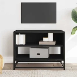 Hot vidaXL Tv-bänk 61x40x46 cm konstruerat trä och metall Svart