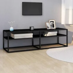 Hot vidaXL Tv-bänk 140x40x40,5 cm härdat glas Svart