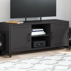 Best vidaXL Tv-bänk 100,5x39x43,5 cm stål Svart