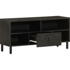 Best vidaXL Tv-bänk 100x33x46 cm massivt mangoträ Svart