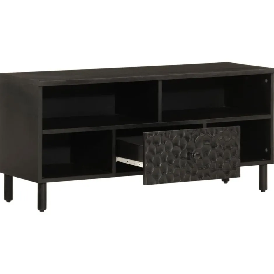 Best vidaXL Tv-bänk 100x33x46 cm massivt mangoträ Svart