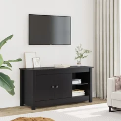 Hot vidaXL Tv-bänk 103x36,5x52 cm massiv furu Svart
