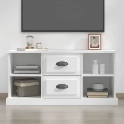 vidaXL Tv-bänk vit 99,5x35,5x48 cm konstruerat trä