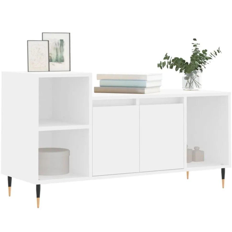 vidaXL Tv-bänk vit 100x35x55 cm konstruerat trä