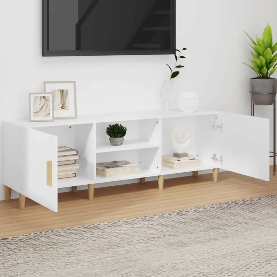 vidaXL Tv-bänk vit 150x30x50 cm konstruerat trä