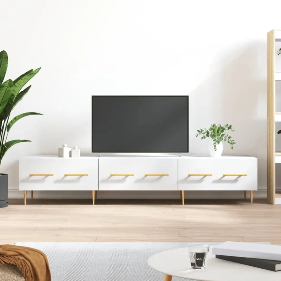 vidaXL Tv-bänk vit 150x36x30 cm konstruerat trä