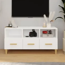 vidaXL Tv-bänk vit 102x36x50 cm konstruerat trä