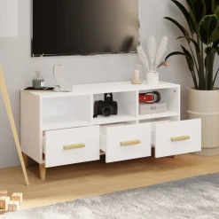 vidaXL Tv-bänk vit 102x36x50 cm konstruerat trä