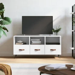 vidaXL Tv-bänk vit 102x36x50 cm konstruerat trä