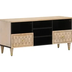 Outlet vidaXL Tv-bänk 100x33x46 cm massivt mangoträ Naturfärg