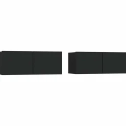 New vidaXL Tv-bänkar 2 st 80x30x30 cm konstruerat trä Svart