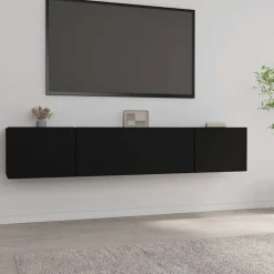 New vidaXL Tv-bänkar 2 st 80x30x30 cm konstruerat trä Svart