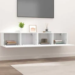 vidaXL Tv-bänkar 2 st vit 80x30x30 cm konstruerat trä