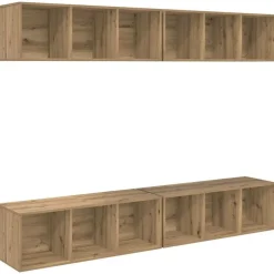 Discount vidaXL TV-bänkset 4 pcs 37 x 37 x 107 cm Konstruerat trä artisan ek