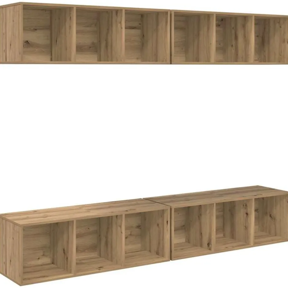 Discount vidaXL TV-bänkset 4 pcs 37 x 37 x 107 cm Konstruerat trä artisan ek