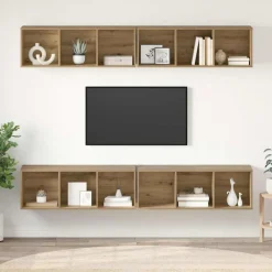 Discount vidaXL TV-bänkset 4 pcs 37 x 37 x 107 cm Konstruerat trä artisan ek