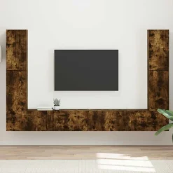 Discount vidaXL TV-bänkset 8 pcs Rökt ek Konstruerat trä Rökfärgad ek