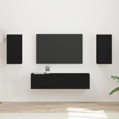 vidaXL TV-bänkset 4 pcs Svart Konstruerat trä