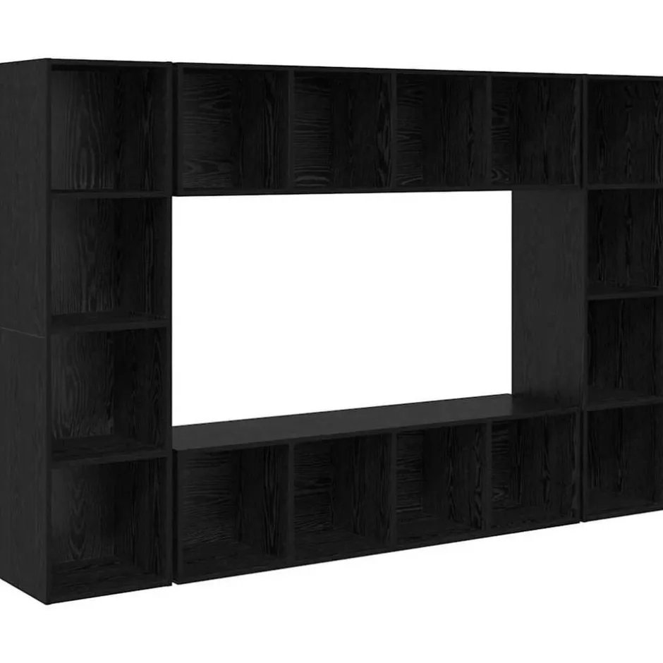 Clearance vidaXL TV-bänkset 4 pcs Svart 37 x 37 x 142,5 cm Konstruerat trä Svart ek