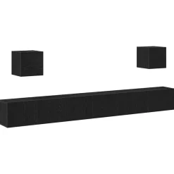 vidaXL TV-bänkset 7 pcs Svart Ek 100 x 30 x 30 cm Konstruerat trä