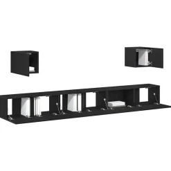 vidaXL TV-bänkset 7 pcs Svart Ek 100 x 30 x 30 cm Konstruerat trä