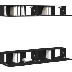 Hot vidaXL TV-bänkset 4 pcs 100 x 30 x 30 cm Konstruerat trä Svart ek