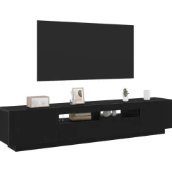 Clearance vidaXL TV-bänkset 2 pcs Svart 200 x 35 x 40 cm Konstruerat trä Svart ek