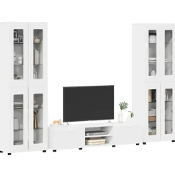 vidaXL TV-bänkset med låda med hylla FLORIN 3 pcs Vit Konstruerat trä