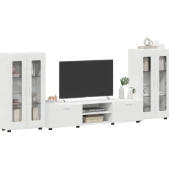 Sale vidaXL TV-bänkset med låda med hylla FLORIN 3 pcs Konstruerat trä Vit