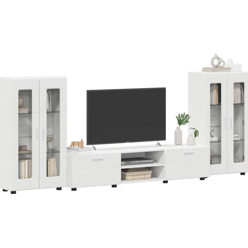 Sale vidaXL TV-bänkset med låda med hylla FLORIN 3 pcs Konstruerat trä Vit