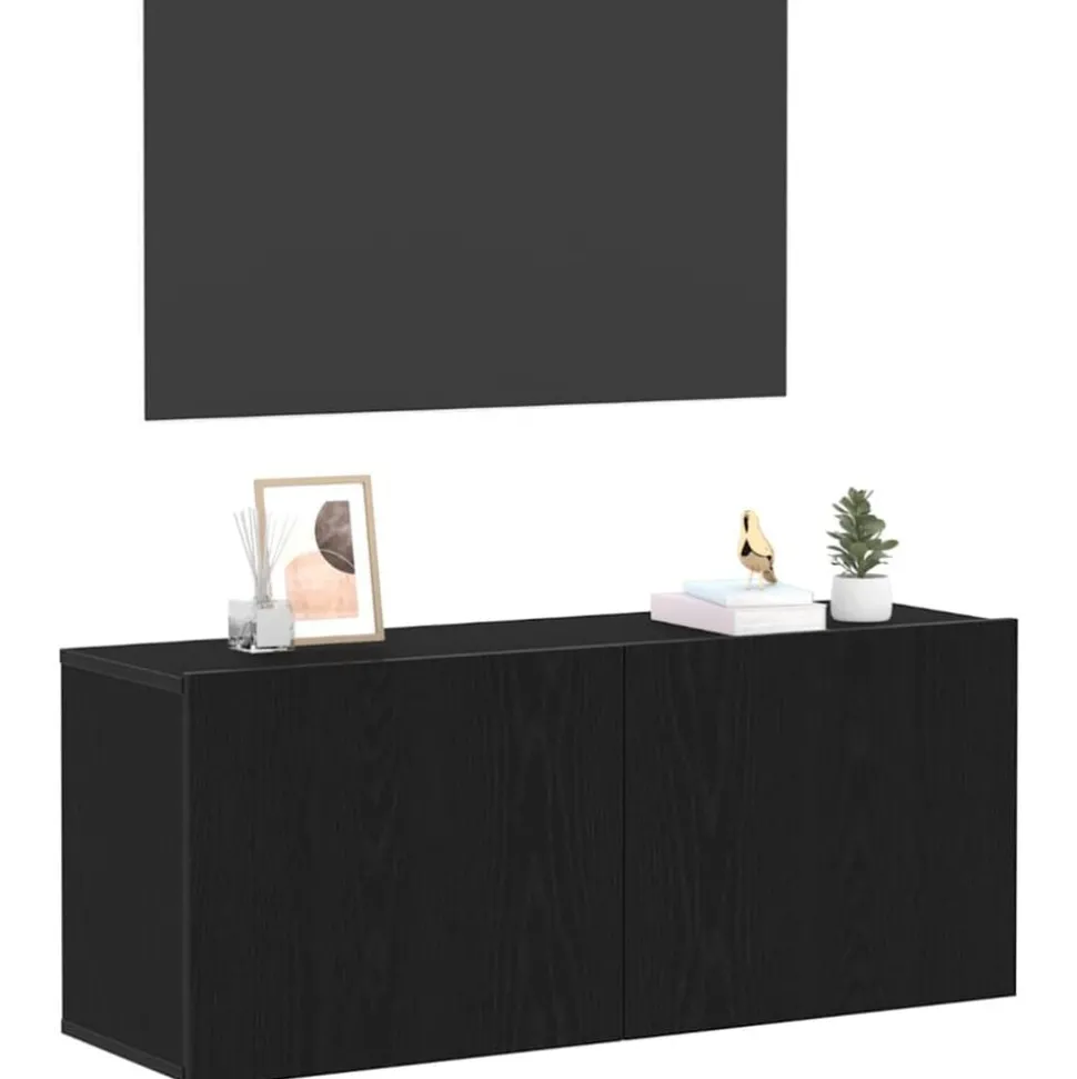 vidaXL TV-bänkset Svart Ek 100 x 30 x 41 cm Konstruerat trä