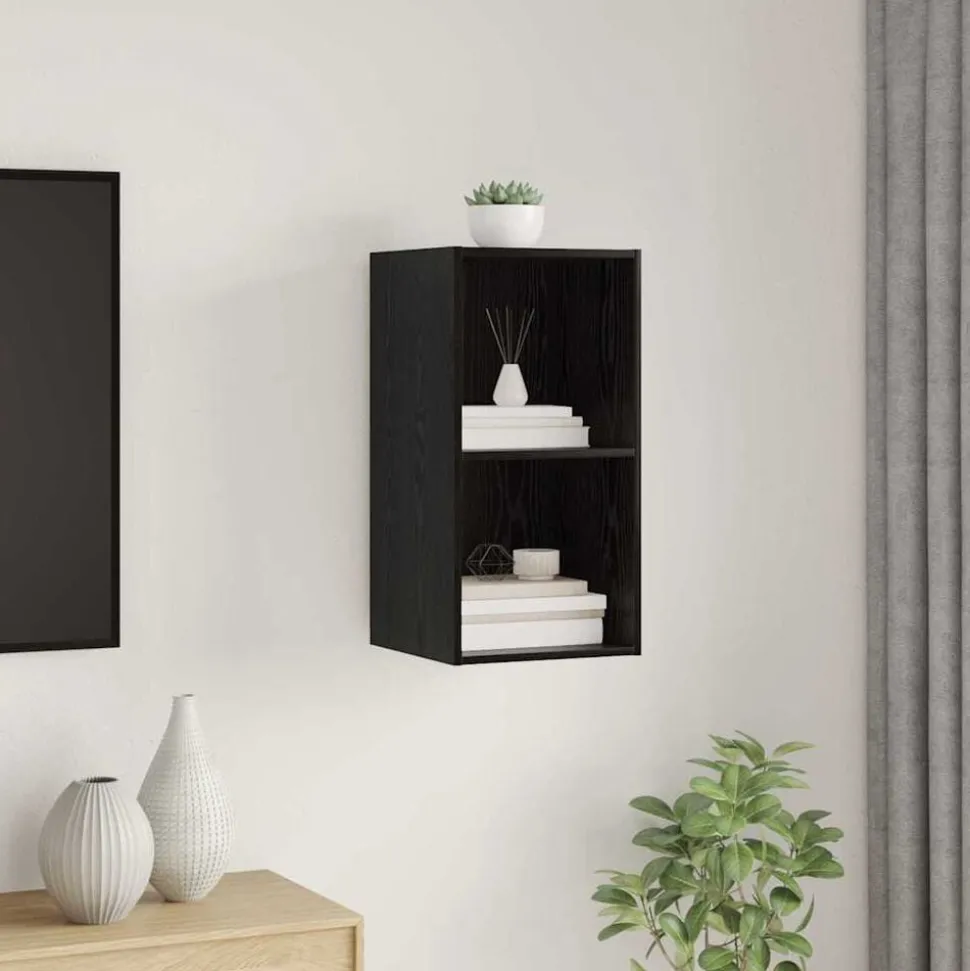 vidaXL TV-bänkset Svart Ek 37 x 37 x 72 cm Konstruerat trä