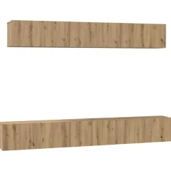 Best vidaXL TV-bänkset Väggmonterad 5 pcs Konstruerat trä artisan ek