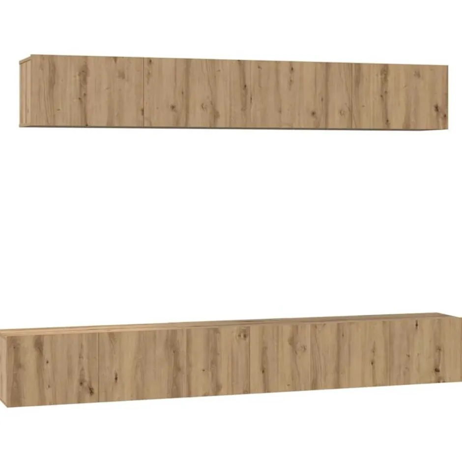 Best vidaXL TV-bänkset Väggmonterad 5 pcs Konstruerat trä artisan ek