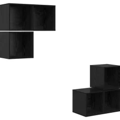 Outlet vidaXL TV-bänkset Väggmonterad 4 pcs Konstruerat trä Svart ek