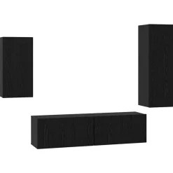vidaXL TV-bänkset Väggmonterad 4 pcs Konstruerat trä Svart ek