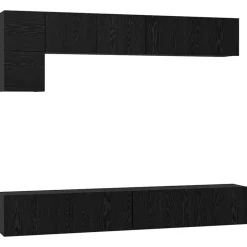 Outlet vidaXL TV-bänkset Väggmonterad 5 pcs Konstruerat trä Svart ek