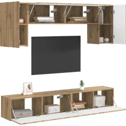 Sale vidaXL TV-bänkset Väggmonterad 5 pcs Sonoma-ek Konstruerat trä Sonoma ek