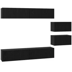 Clearance vidaXL TV-bänkset Väggmonterad 6 pcs Konstruerat trä Svart ek