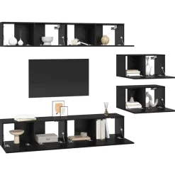 Clearance vidaXL TV-bänkset Väggmonterad 6 pcs Konstruerat trä Svart ek