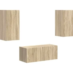 Discount vidaXL TV-bänkset Väggmonterad 2 pcs Sonoma-ek Konstruerat trä Sonoma ek