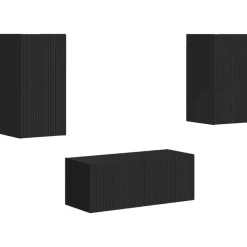 Sale vidaXL TV-bänkset Väggmonterad 2 pcs Konstruerat trä Svart